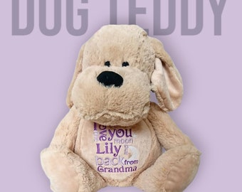 Personalised Embroidered Stuffed Toy, Dog