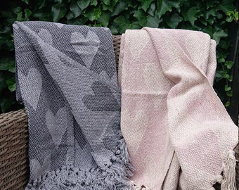 Valentine heart Sofa throw blanket - Personalised - 2 colour options - 3 sizes