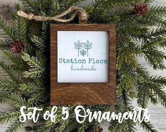 Set of 5 Retro Frame Ornaments