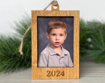 2024 Engraved Wallet Photo Ornament, fits standard wallet sized photos up to 2.5" x 3.5", drop-in style