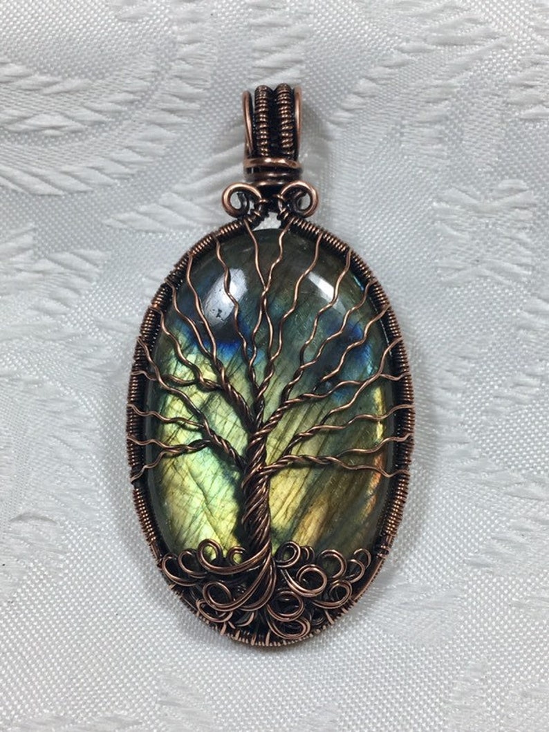 Labradorite Tree of Life Pendant in Copper