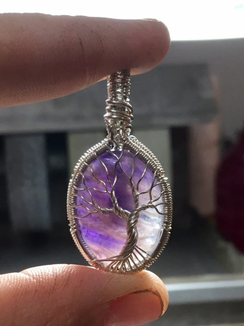 Amethyst Tree of Life Pendant in Sterling Silver