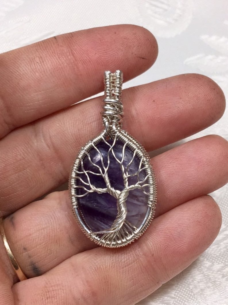 Amethyst Tree of Life Pendant in Sterling Silver