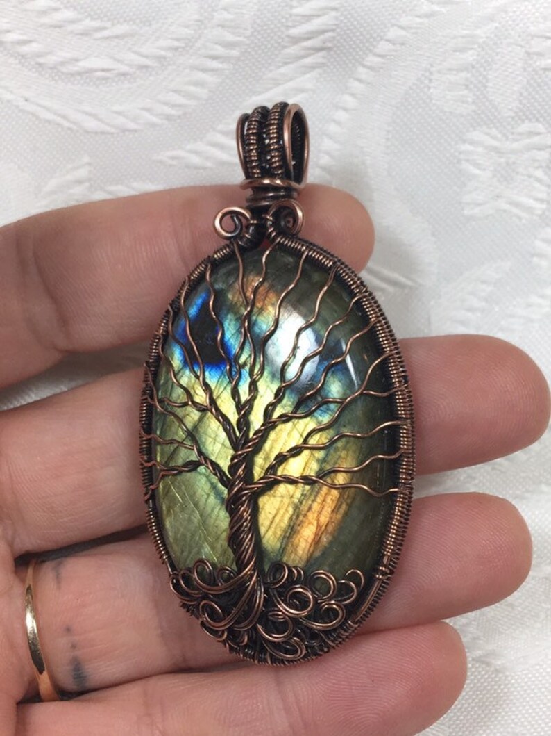 Labradorite Tree of Life Pendant in Copper