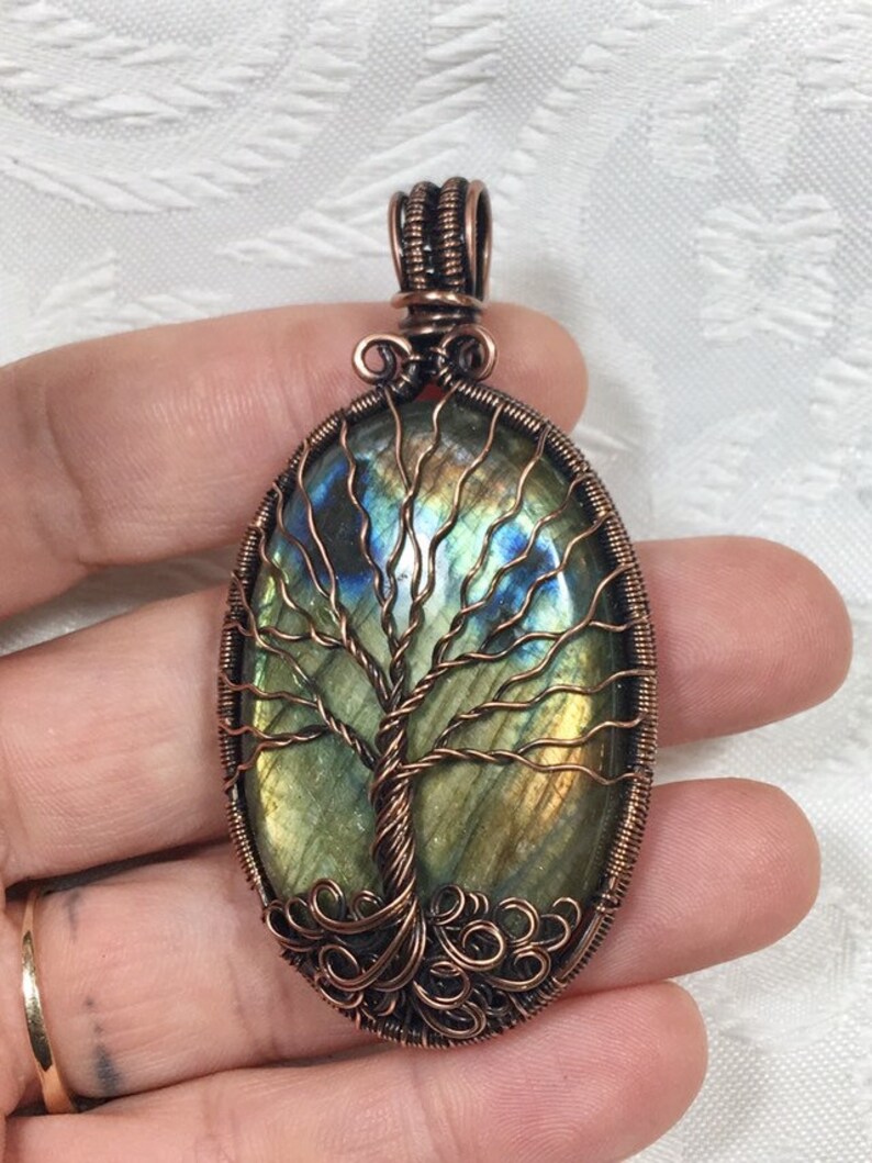 Labradorite Tree of Life Pendant in Copper