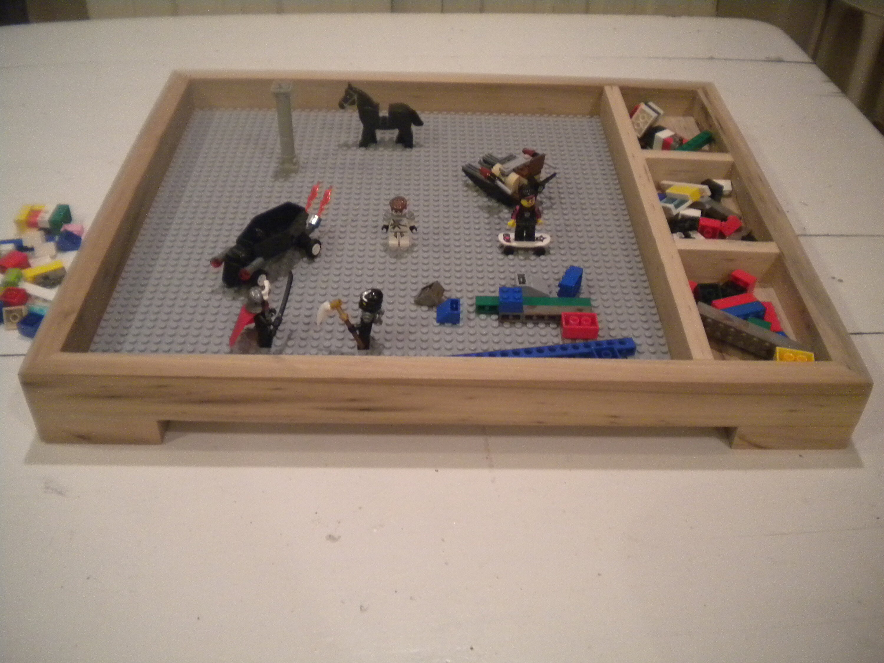 Walnut Play Table for Building Bricks With 15