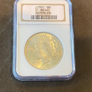 1922 Peace Silver Dollar: Philadelphia Mint, NGC MS64