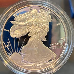 2002-W Proof Silver Eagle: US Mint .999 Fine Silver Dollar, DCAM