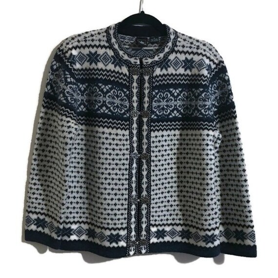 Vintage SKYR Wool Nordic Fair Isle Cardigan Blue