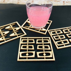 Retro Mid Century Modern Sq Coasters image 3