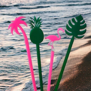 Tropical Swizzle Sticks 7.5&quot; Drink Stirrer Cocktail Stirrer S/4