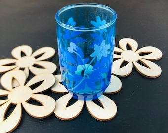 Flower Coasters set of 4 wood handmade flower power retro MCM mothers day gift