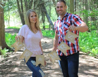 Mr. & Mrs Burlap Banner 4ft Long- with white writing On SALE