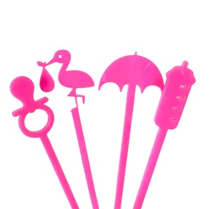 Baby Swizzle Sticks 7.5&quot; Agitador de bebidas Agitador de cóctel S/4 Fiesta de baby shower