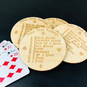 Poker Blatt Untersetzer S / 4 Rund Holz Untersetzer Poker Nacht