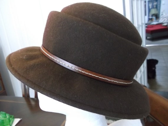 Da Mi Ladies Felt Dress Hat Chocolate Brown Felt … - image 3