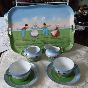 Porcelain Tea Set for Two With Tray Dutch Children Playing and ...