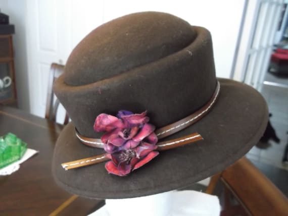 Da Mi Ladies Felt Dress Hat Chocolate Brown Felt … - image 1