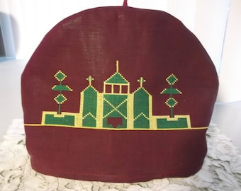 Handmade Embroidered Tea Cosy: Vintage English Style