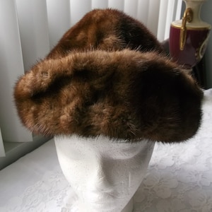 Vintage Mink Fur Hat - Wide Brim Fold up - 1950s Glamour - Etsy display picture 1