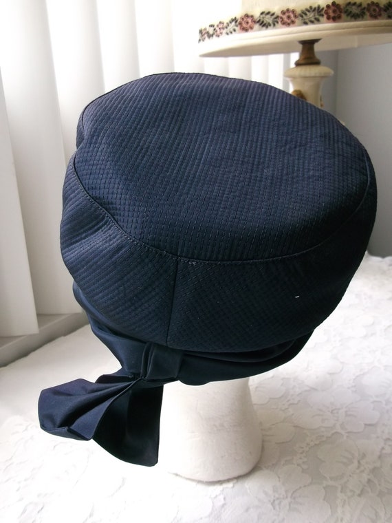 Ladies Blue Fabric Turban Hat 1960s 1970s - image 2