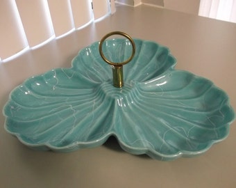 Retro  Mid Century Triple Shell Relish Tray