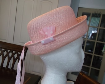 Ladies Pink Straw Cloche Hat Ladies Day Hat Cloche Hat