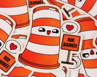 Sticker vinyl  Ponto kawaii traffic cone Montreal