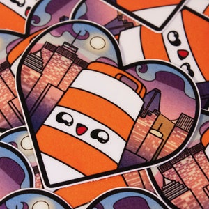 Autocollant vinyle coeur Ponto le cône orange Montréal kawaii