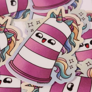 Autocollant en vinyle Licorne Ponto le cône orange Montréal kawaii