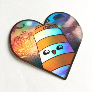 Coeur Autocollant holographique Ponto le cône orange Montréal kawaii