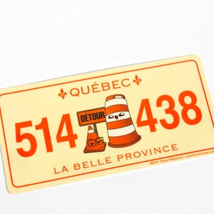 Bumper Sticker Ponto the orange cone vintage licence plate Quebec Montreal