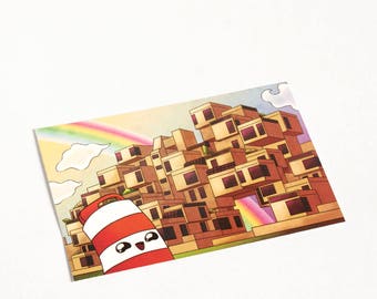 Postcard Ponto with Habitat 67 illustration Montreal