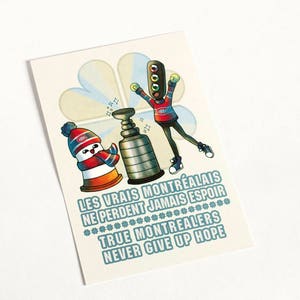 Carte postale Ponto le cône orange et Shingo encourageant les Canadiens de Montréal illustration Montréal