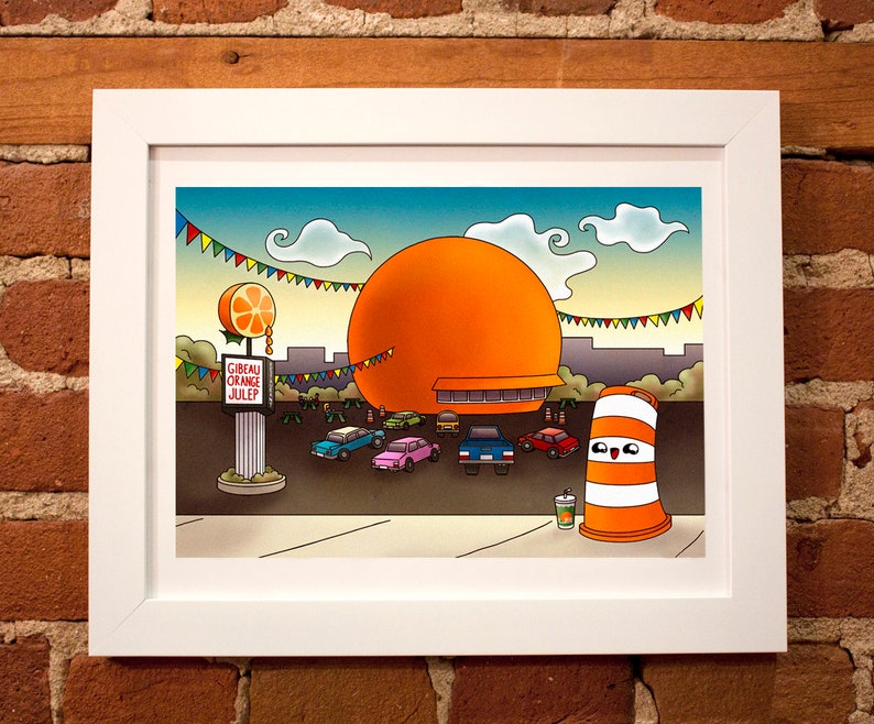 12 x 9 inches Ponto at Orange Julep poster digital print illustration Montreal image 2