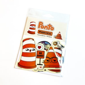 Ensemble d'autocollants Ponto le cône orange Montréal kawaii