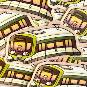 Autocollant en vinyle voiture de métro Madame REM Montréal kawaii