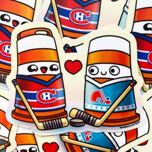 Autocollant en vinyle Hockey Ponto le cône orange construction Montréal VS Québec