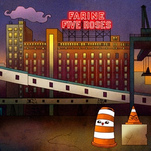 Postcard Ponto with Farine Five Roses sign illustration Montreal image 3