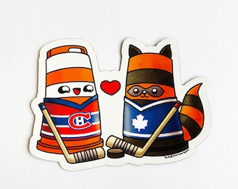 Fridge magnet Hockey Ponto kawaii traffic cone Montreal VS Toronto