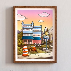13" x 19" inches Ponto the road barrel ice cream castle Montreal digital print illustration