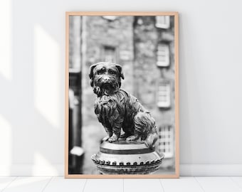 Statue of Greyfriars Bobby - black and white photographic print  (Edinburgh, Scotland)