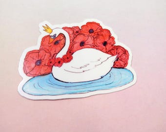 3" zwaan vinylsticker zwanenmeer bloemen Crown Lake Ballet