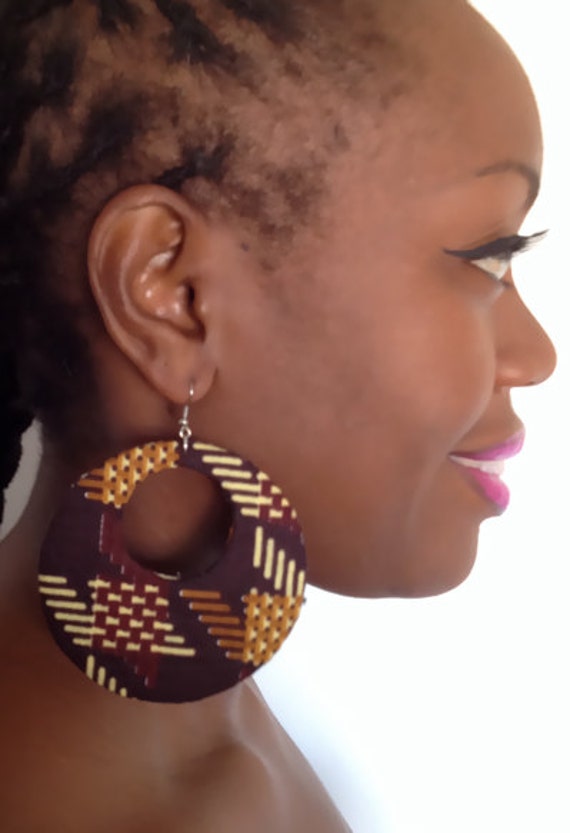 Large African statement earrings/ African circle earrings/ Etsy