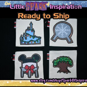 READY TO SHIP Christmas Cookie Cinderella Castle Spaceship Earth Earful Tower Tree of Life Pin Trading Passholder Mini Pouch Commission