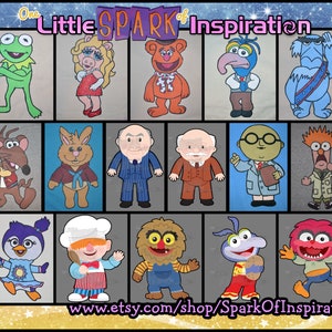 Cutie Muppets Kermit the Frog Miss Piggy Gonzo Fozzie Bear Sam Eagle Bean Bunny Rizzo Bunsen Honeydew Beaker Bag or T-Shirt Commission