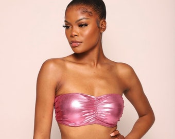 Metallic Bandeau Top Pink