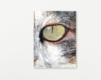 Cat Portrait, Painting of Cat's Eye Close Up,  Acrylics on Canvas A4 size, Vibrant Animal Art, Pet Owner, Cat Lover Gift