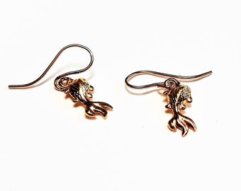 Goldfish Earrings, 24k Gold Plated Sterling Silver Koi Carp Fish with 14K Gold Filled Ear Hooks