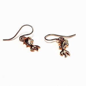 Goldfish Earrings, 24k Gold Plated Sterling Silver Koi Carp Fish with 14K Gold Filled Ear Hooks